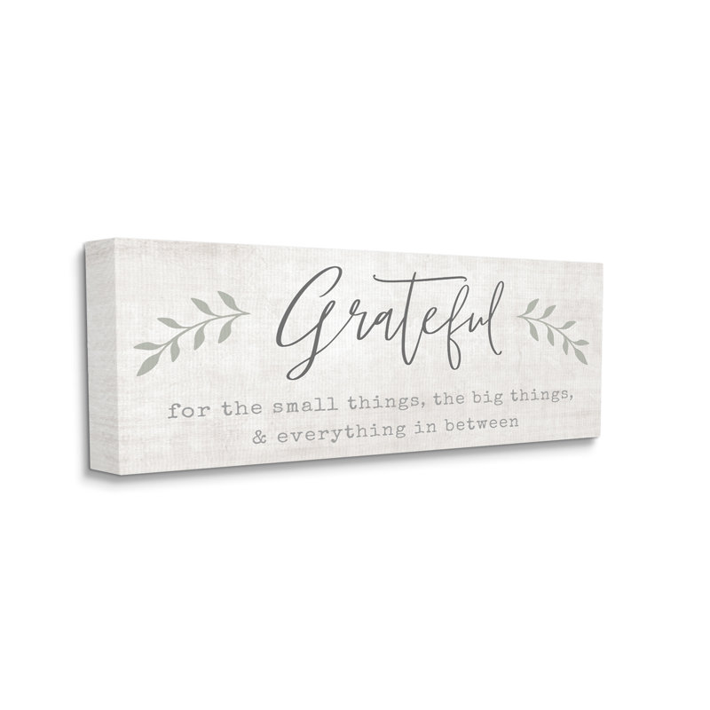 Inspirational Botanical Sprig Wood Wall Art in Gray and White