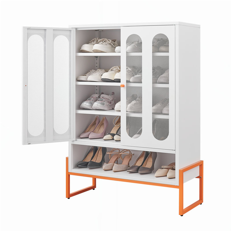 Armoire à chaussures autoportante polyvalente avec des fonctionnalités avancées pour un rangement optimal, Blanc