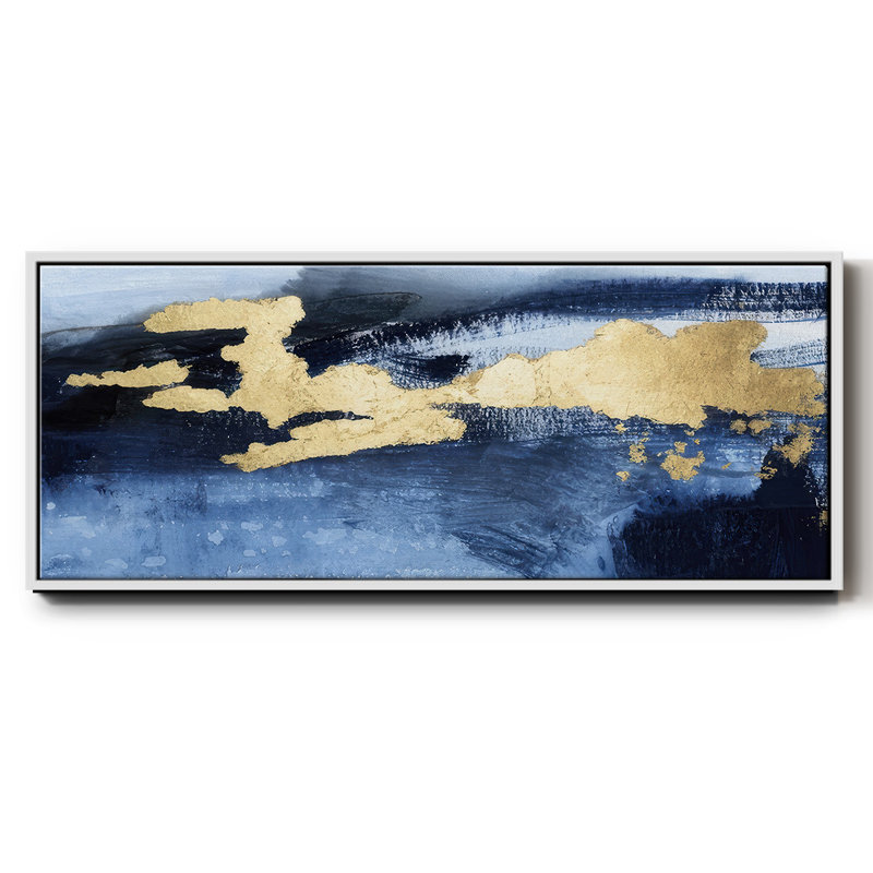 Gilded Indigo Sea I - toile encadrée, H 12 po x l 30 po
