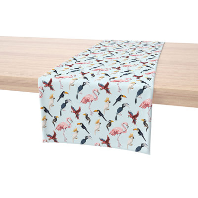 Table Runner, 100% Cotton, 16X108", Jungle Birds