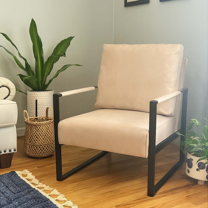 Fauteuil d'appoint rembourré Mid-Century, Chameau clair