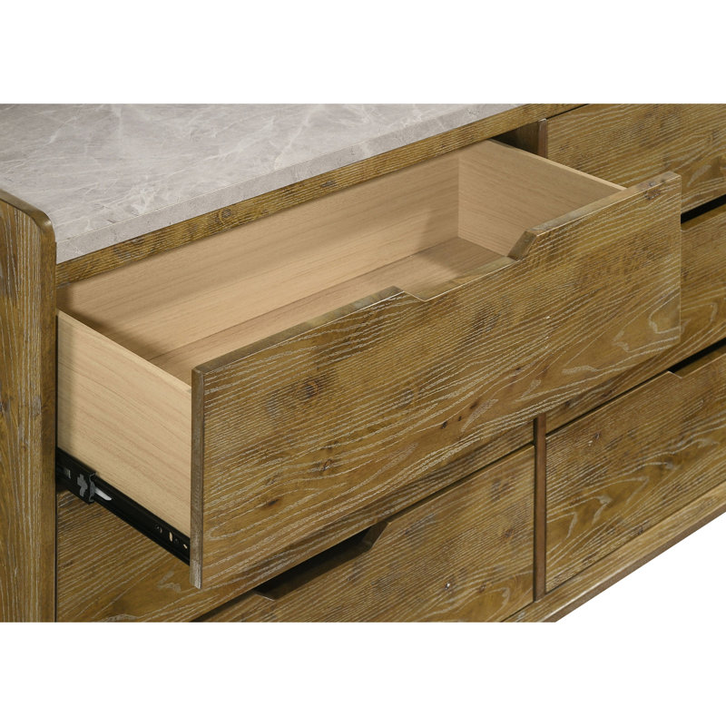 Commode 6 tiroirs en chêne avec miroir