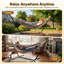  Double Canvas Hammock with Steel Stand with Storage Bag for Indoor/Outdoor Garden, Patio, Deck, Yard & Balcony, Blue-579972116