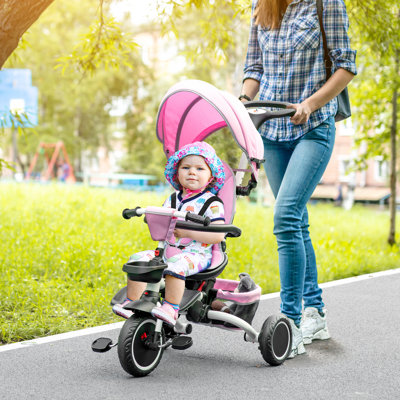 Aosom 6-in-1 Foldable Toddler Tricycle for 12-50 Months, with Adjustable Seat and Push Handle