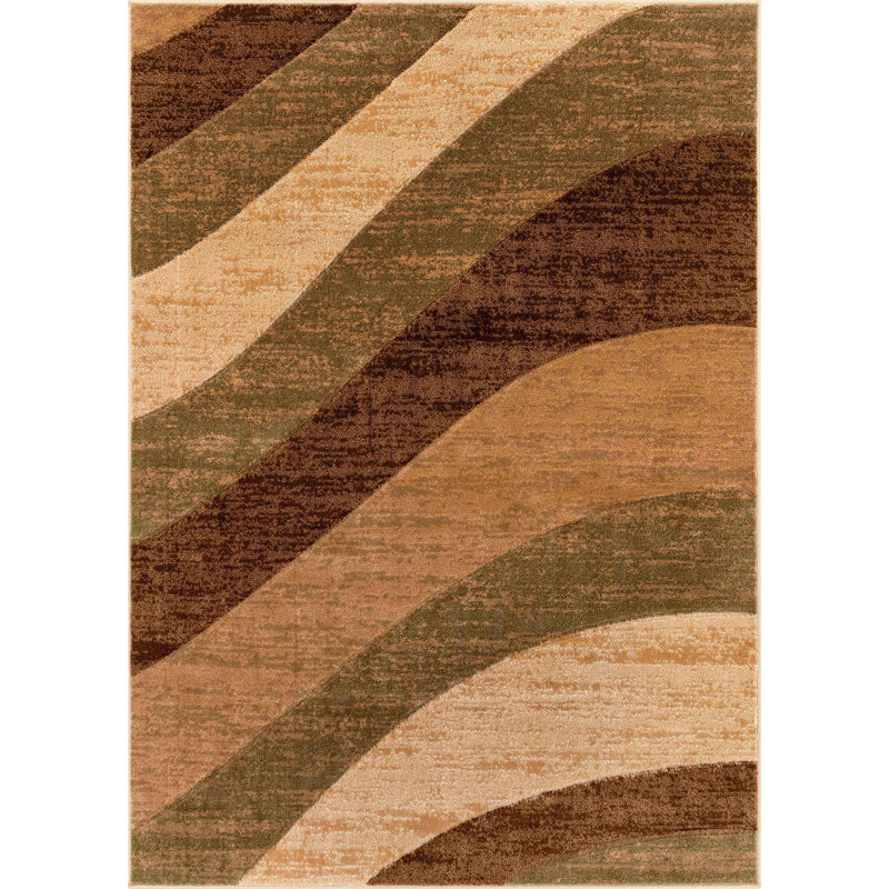 Ebern Designs Cyinthia Cecilia Modern Striped Multi Hand-Carved Rug, Rectangle 7'10" x 9'10"
