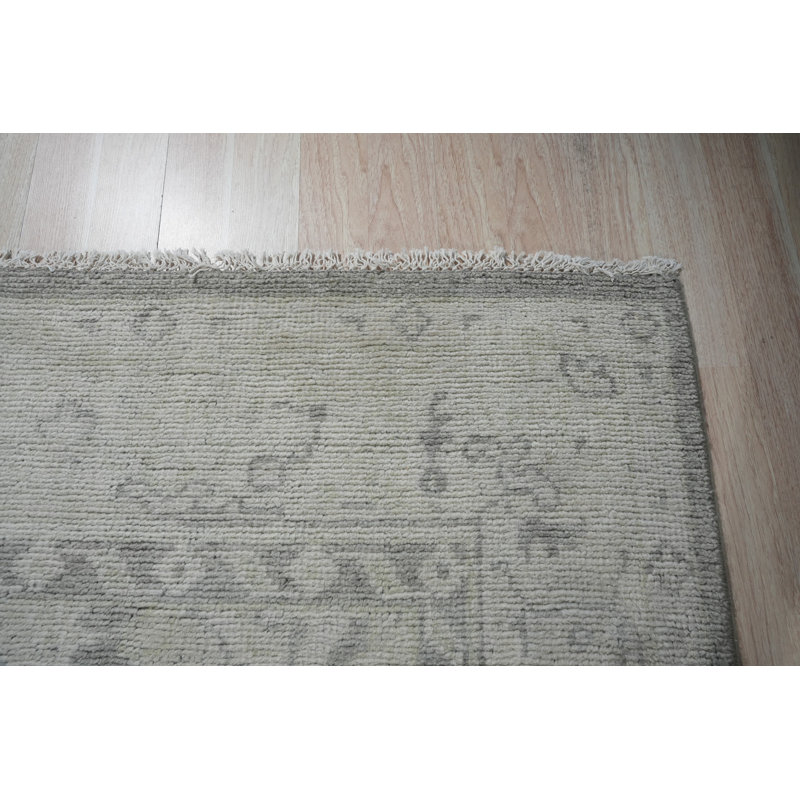 Gray Hand-Knotted Wool Classic Oushak Traditional 9' x 12' Area Rug