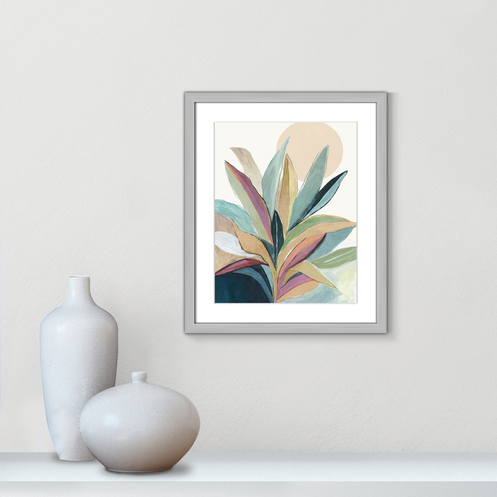 Sherbrooke Sunny Bright Leaves I by Asia Jensen Print, Yes, Silver Single Picture Frame, 19" H x 16" W x 1.25" D