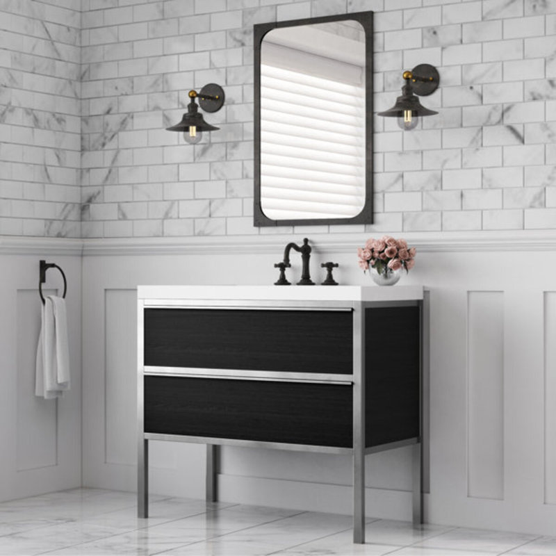 Element 24" Single Bathroom Vanity Set, Black/Silver