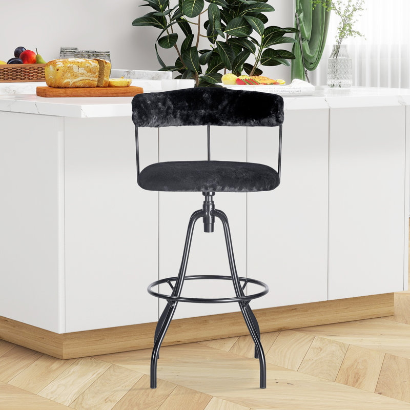 Tabouret de bar pivotant et rembourré, Noir, Noir