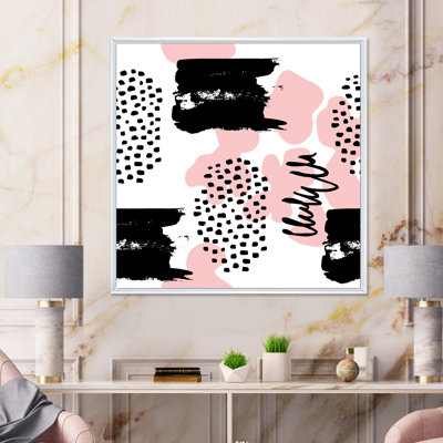 «Pink and Grey Retro Polka Dot Clouds II», reproduction d'art sur toile moderne