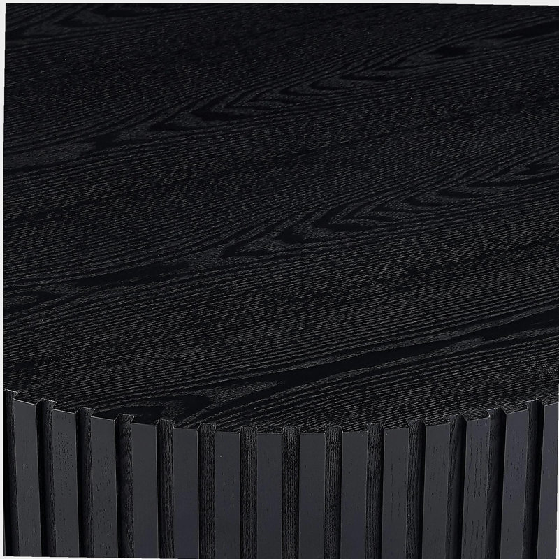 Table basse de 31,49 po avec table gigogne ronde en bois pour appartement, salon moderne et piédestal robuste, noir (même référence: W876P147627)