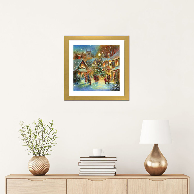 « Evening Carol » par Jim Mitchell-impression, H 16 po x l 16 po x p 1 po, Papier encadré doré