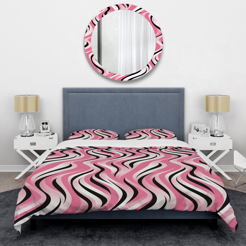 Literie rose zèbre, Housse de couette simple + 1 taie décorative stan