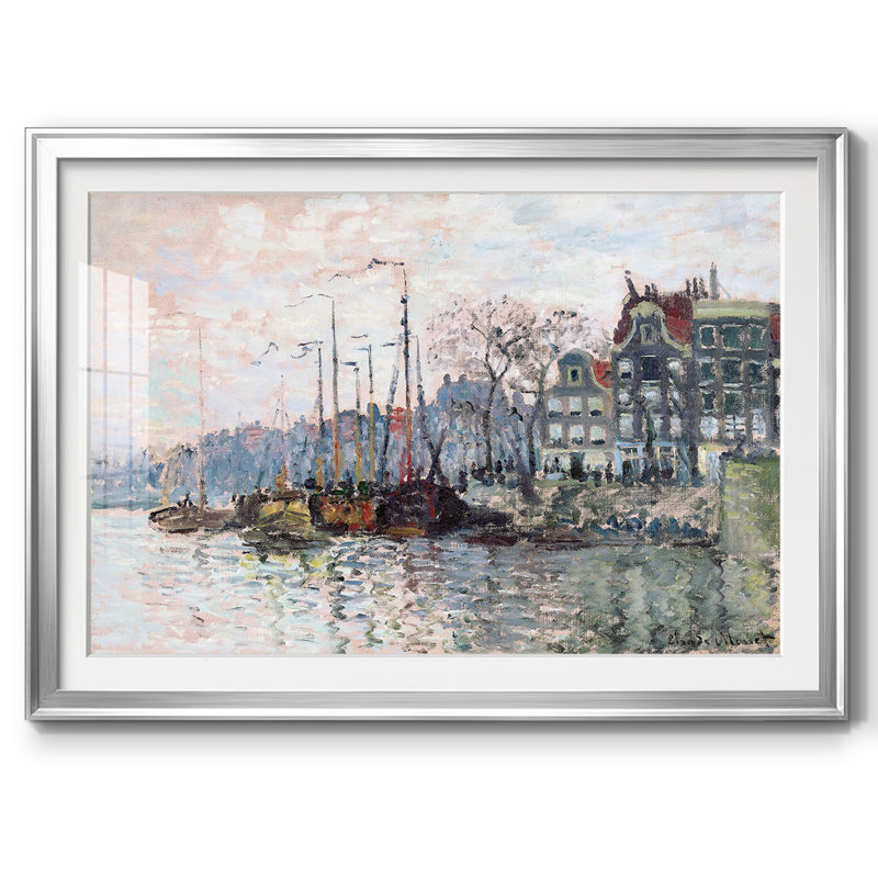 Vue du Kromme Waal à Amsterdam, reproduction d'art sur papier, Argent, H 19 po x l 27 po x P 1,5 po