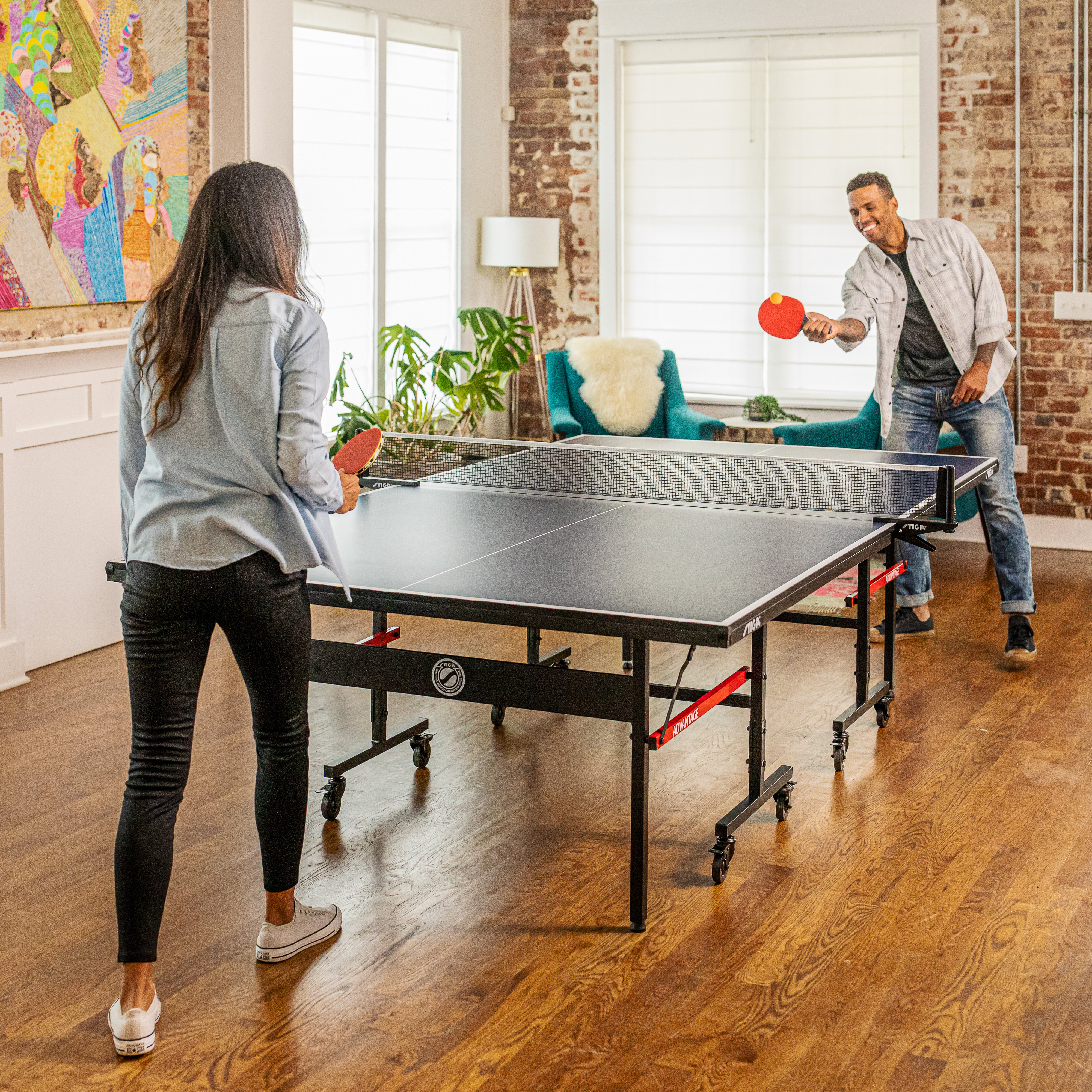 Costway Foldable Indoor / Outdoor Tournament-Grade Table Tennis Table with  Wheels