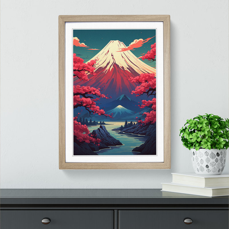 Mount Fuji Deco - Framed Print, Oak , 34cm H x 25cm W x 2cm D