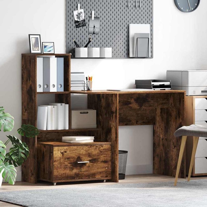 Desk 131.5 X 50 X 106.5 Cm Engineered Wood, Smoked Oak
