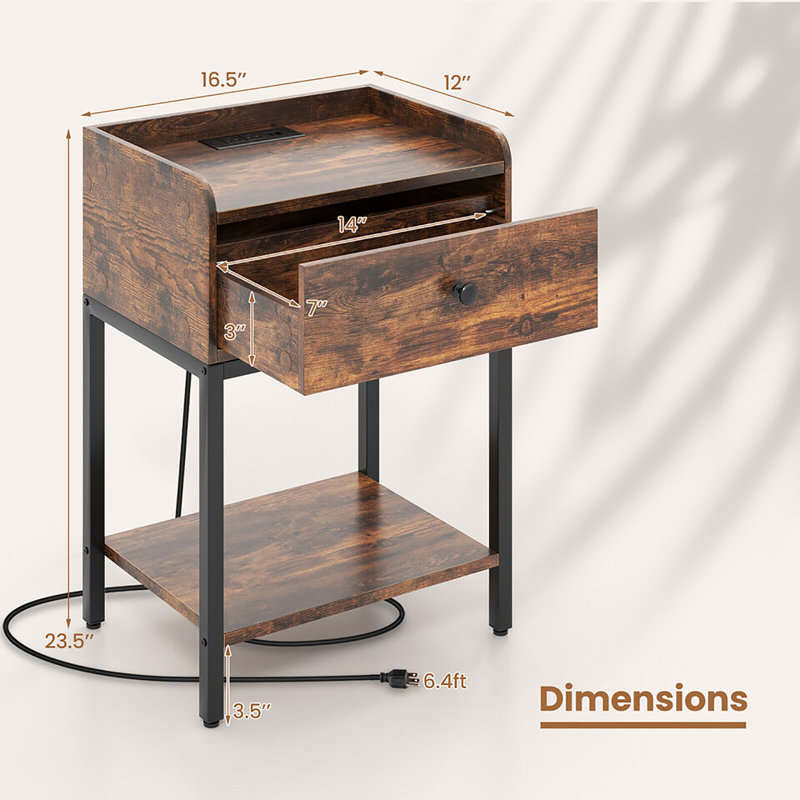 Chilcompton 16.5'' W Metal Nightstand