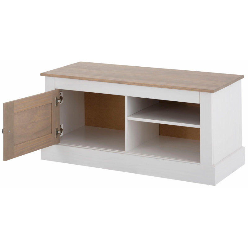 Petras Solid Wood Storage Bench, Grey