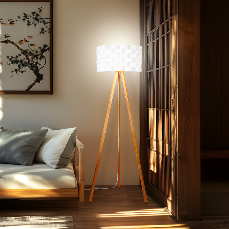 Lampe trépied à DEL 60 po avec abat-jour tissé Bijou