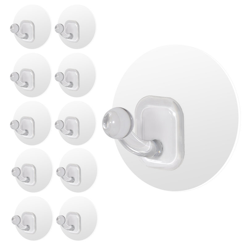 Adhesive Towel Robe Hooks (10 Pcs), Transparent