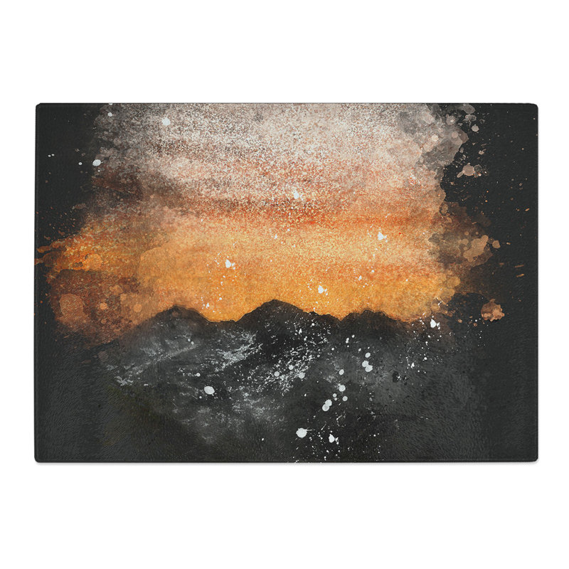 Tempered Glass Orange Sky Above Mountains in Italy Chopping Board, 28.5 cm x 39 cm