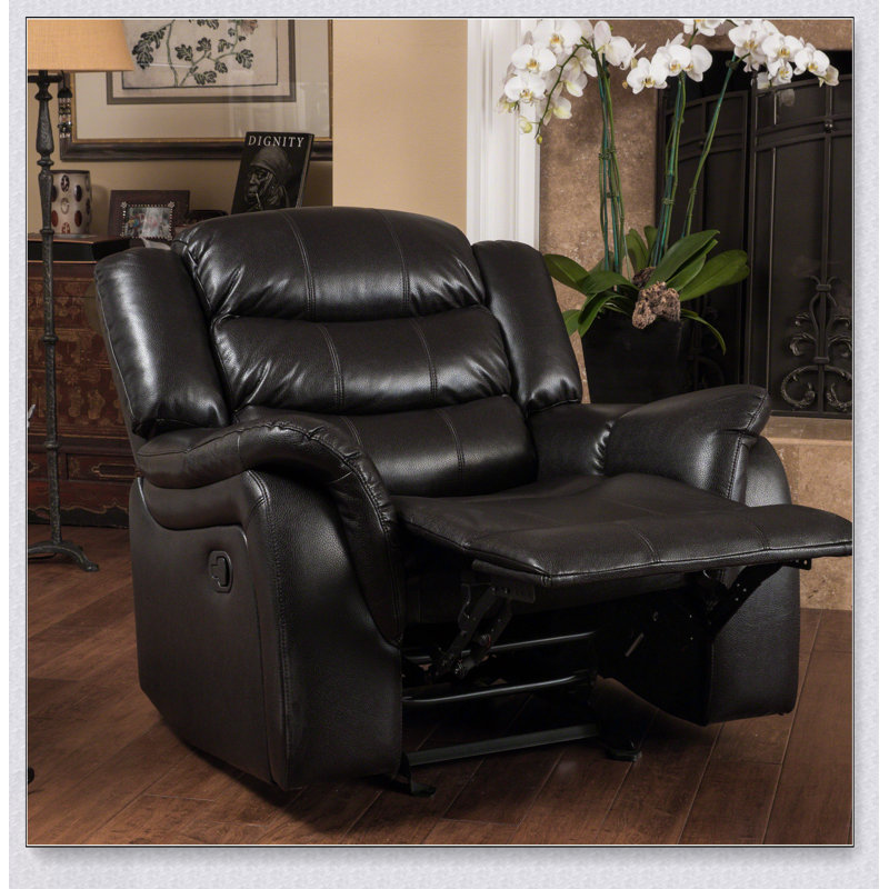 Fauteuil inclinable de style classique avec revêtement en polyuréthane à baies noires, confortable et durable pour une détente ultime.