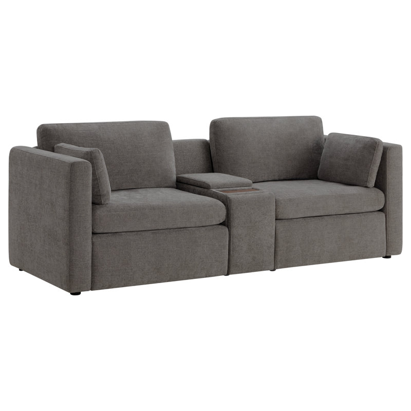 Winfree 2- Piece Upholstered Sofa With Console, Gray