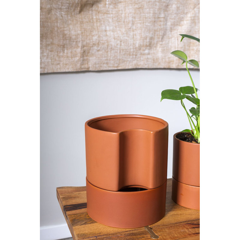 Patti Handmade Ceramic Pot Planter, 9" H x 8" W x 8" D, Terracotta