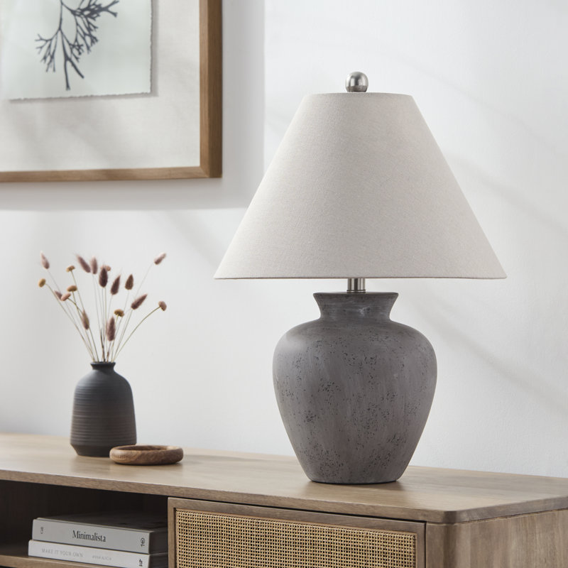 Calico Table Lamp, Gray Finish / Natural Shade