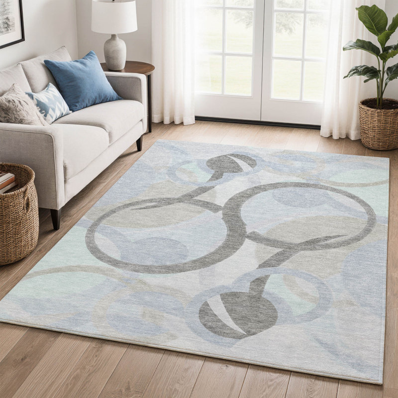 Tapis géométrique de qualité supérieure lavable à la machine Mayfield, Taupe, 5 pi x 7 pi 6 po