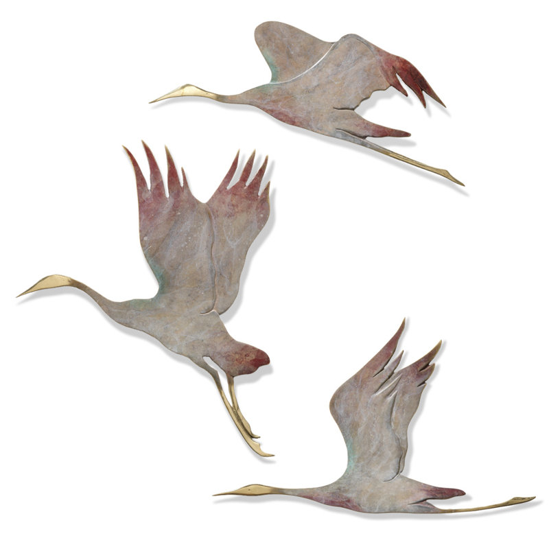 Set of 3 Cranes in Flight Wall Sculpture