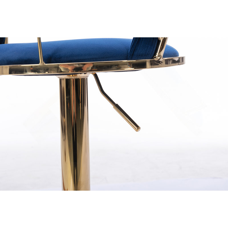 Ensemble de 2 tabourets de bar, avec repose-pieds et base pivotante en velours à hauteur réglable et tabouret de bar simple chromé
