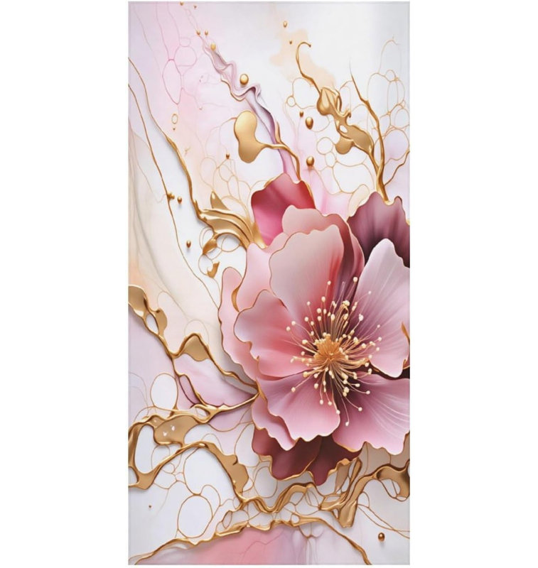 Serviettes de bain surdimensionnées à motif floral or rose surdimensionnées et abstraites pour adultes 35 "x 70"