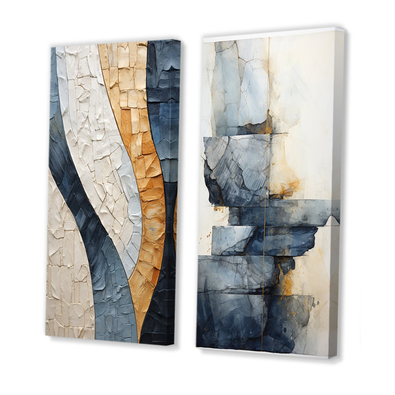 Margriete - ensemble de 2 reproductions d'art sur toile Geode Stone, Toile tendue, H 28 po x l 25 po