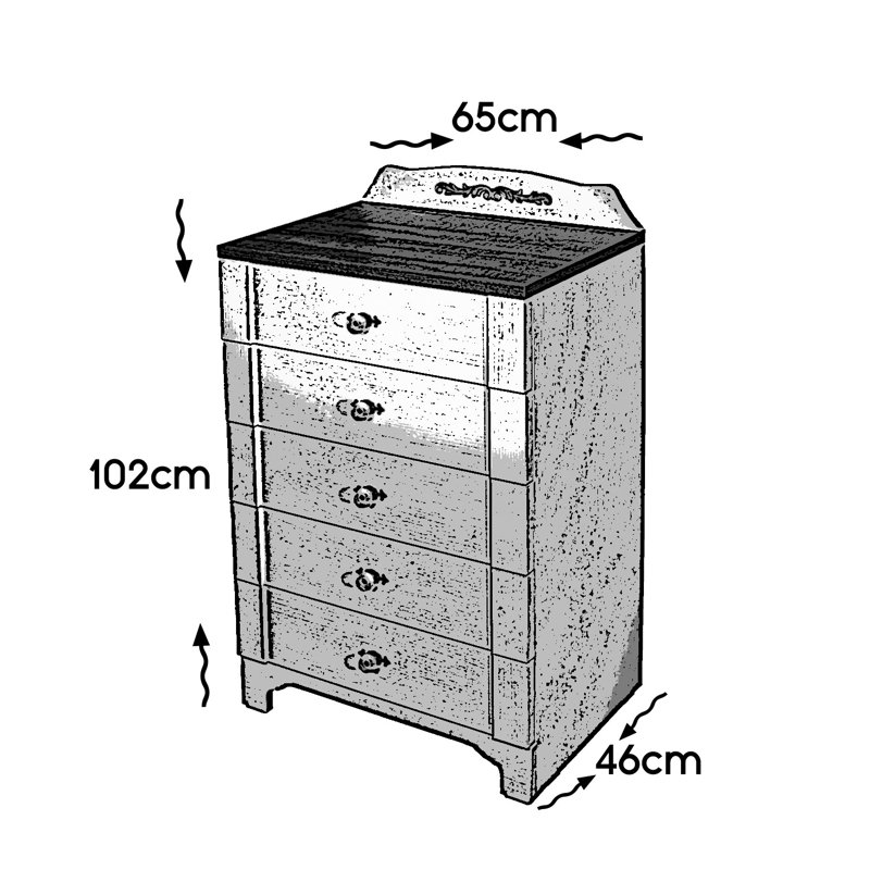 Commode à 5 tiroirs 25,59 po Loomis