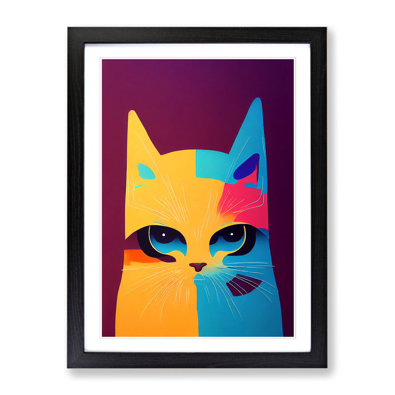 FRM-V0523-368X Cat Abstract Vol.1 - Single Picture Frame Print, 64cm H x 46cm W x 2cm D, Black Framed