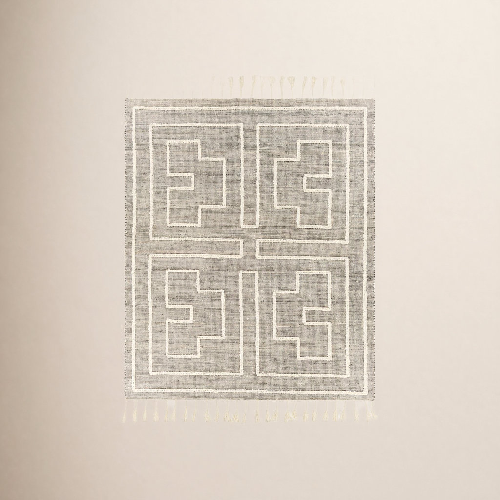 Rodriguez Hand-Woven Geometric Jute Rug, Rectangle 8' x 10'