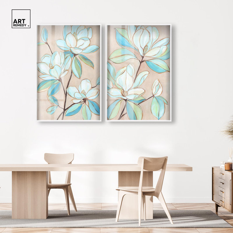 Ensemble de décorations murales florales « Ethereal Blossom » avec cadre-boîte d'Art Remedy, cadre noir, 10 x 15, Cadre blanc