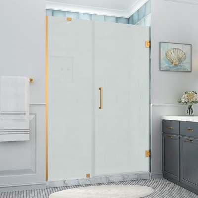 Belmore XL 54.25 - 55.25 in. W x 80 in. H Frameless Hinged Shower Door with StarCast Glass