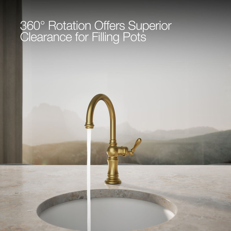 Artifacts® Single-Hole Bar Faucet with Supply Lines, Brushed Brass