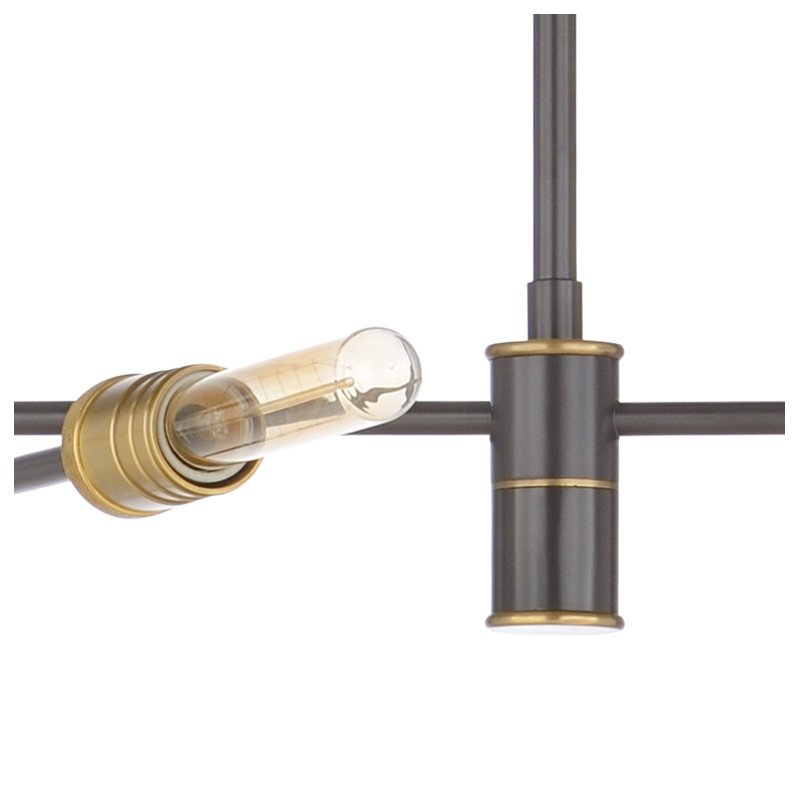 Lustre linéaire moderne Spoutnik 6 lumières Pluton, Bronze