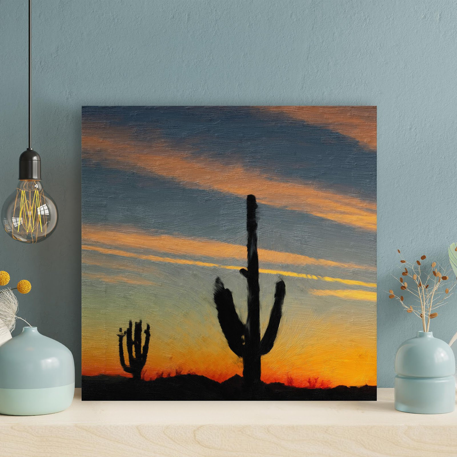 Foundry Select Silhouette Of Cactus During Sunset 5 - 1 Piece Squ ...