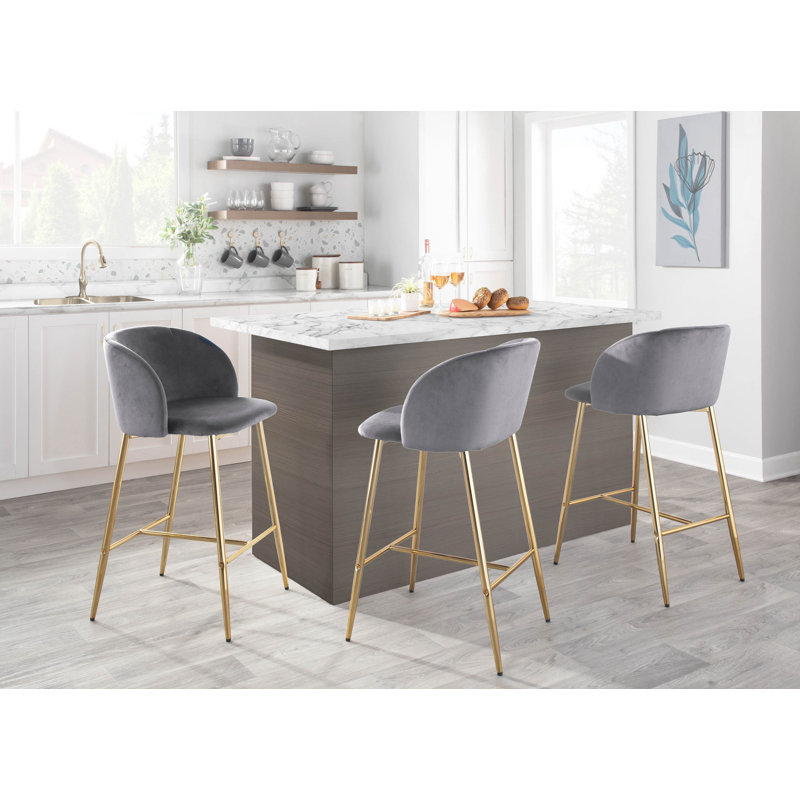 Terrance Upholstered Counter Stool with Metal Frame (Set of 2)