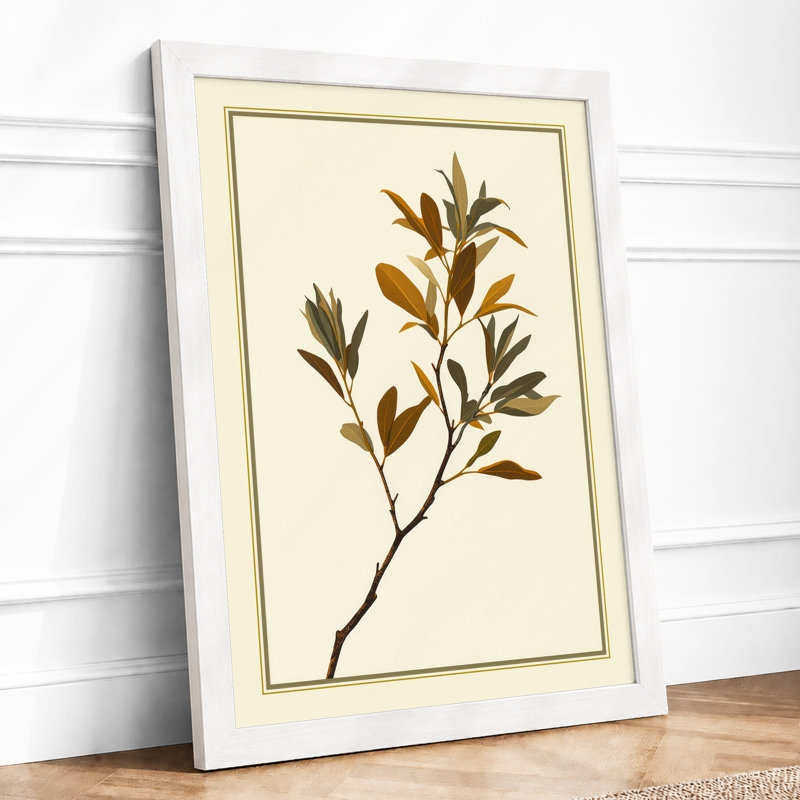 Branch Study Botanical - Framed Print, A3 - 42.0 x 29.7 cm, White