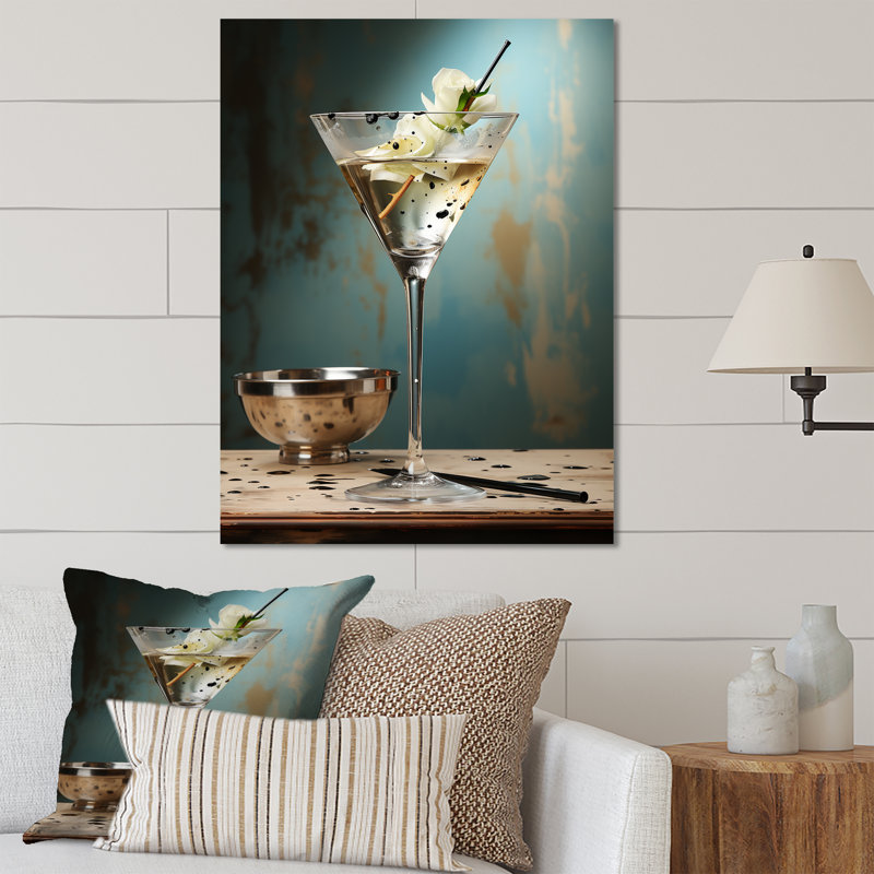 Blanc russe, nature polaire, platine, cocktails - Art mural en métal, H 32 po x l 24 po x P 1 po