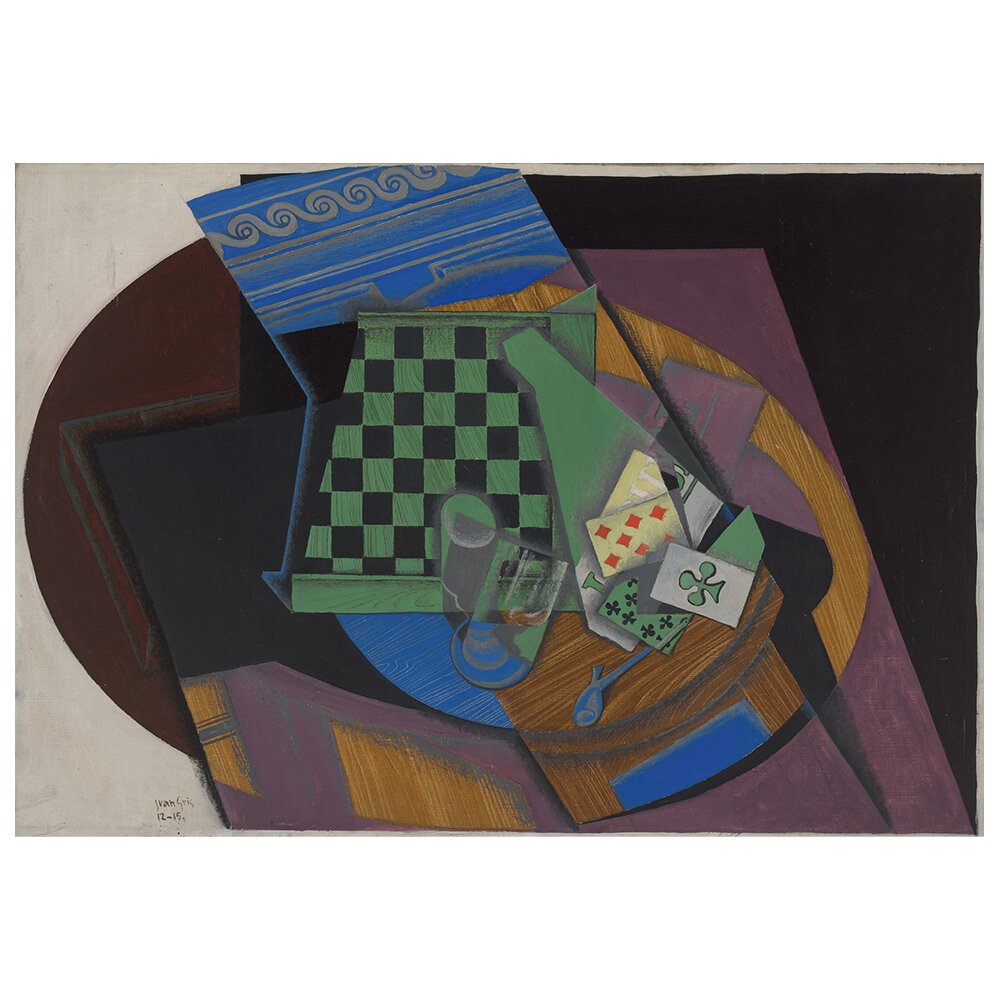 Leinwandbild Schachbrett und Spielkarten von Juan Gris