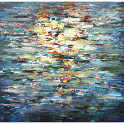 «Blue Water Reflection», art mural sur toile abstraite