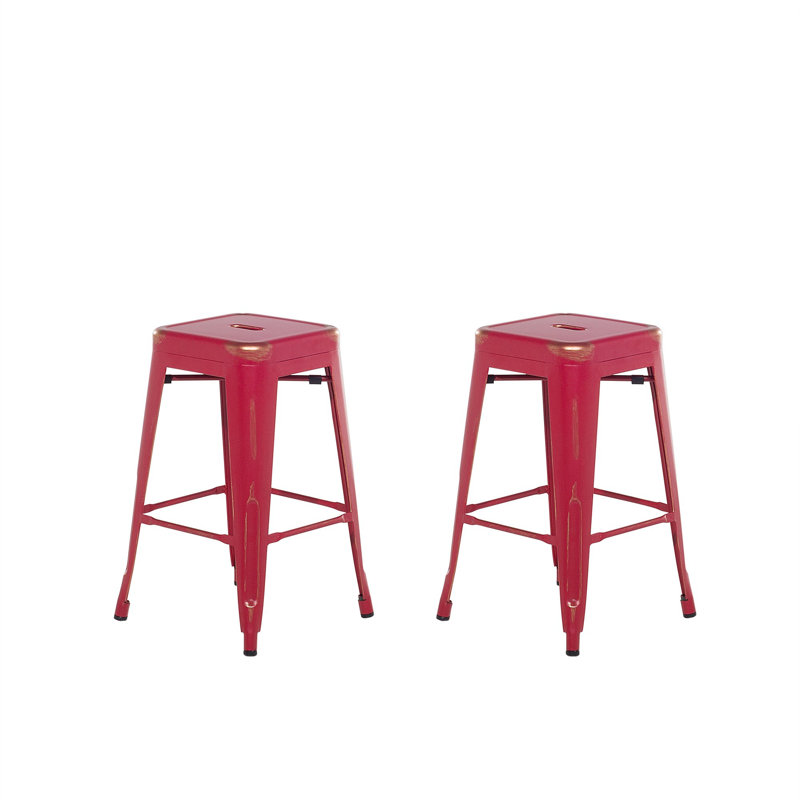 Iowa Park Counter Stool with Metal Frame, Red