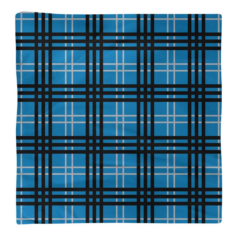Plaid Square Napkin, Honolulu Blue/Silver/Black, 10" x 10", Cotton